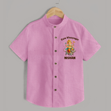 Cute Vinayagar Divine Ride Printed Shirt - BABY PINK - 0 - 6 Months Old (Chest 23")