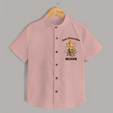 Cute Vinayagar Divine Ride Printed Shirt - PEACH - 0 - 6 Months Old (Chest 23")