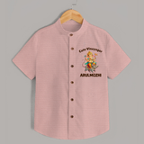 Cute Vinayagar Divine Ride Printed Shirt - PEACH - 0 - 6 Months Old (Chest 23")