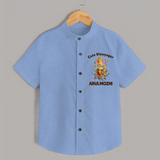 Cute Vinayagar Divine Ride Printed Shirt - SKY BLUE - 0 - 6 Months Old (Chest 23")