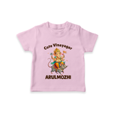 Cute Vinayagar Divine Ride Printed T Shirt - BABY PINK - 0-5 Months Old (Chest 17")