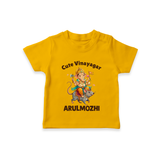Cute Vinayagar Divine Ride Printed T Shirt - CHROME YELLOW - 0-5 Months Old (Chest 17")