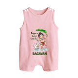 Bappa's Little Fan Ganesha Celebration Printed Button Romper - BABY PINK - New Born (Chest 18")
