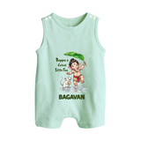 Bappa's Little Fan Ganesha Celebration Printed Button Romper - MINT GREEN - New Born (Chest 18")