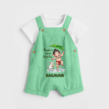 Bappa's Little Fan Ganesha Celebration Printed Dungaree - GREEN - 0 - 5 Months Old (Chest 18")