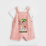 Bappa's Little Fan Ganesha Celebration Printed Dungaree - PEACH - 0 - 5 Months Old (Chest 18")