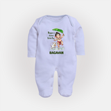 Bappa's Little Fan Ganesha Celebration Printed Fullbody Suit - BABY BLUE - New Born (Chest 7.5")