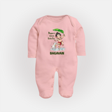 Bappa's Little Fan Ganesha Celebration Printed Fullbody Suit - BABY PINK - New Born (Chest 7.5")