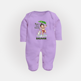 Bappa's Little Fan Ganesha Celebration Printed Fullbody Suit - LILAC - New Born (Chest 7.5")