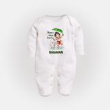 Bappa's Little Fan Ganesha Celebration Printed Fullbody Suit - WHITE - New Born (Chest 7.5")