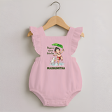 Bappa's Little Fan Ganesha Celebration Printed Romper Frock - BABY PINK - 0 - 3 Months Old (Chest 19")