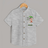 Bappa's Little Fan Ganesha Celebration Printed Shirt - GREY - 0 - 6 Months Old (Chest 23")