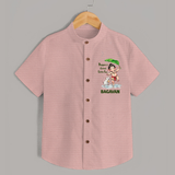 Bappa's Little Fan Ganesha Celebration Printed Shirt - PEACH - 0 - 6 Months Old (Chest 23")