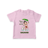 Bappa's Little Fan Ganesha Celebration Printed T Shirt - BABY PINK - 0-5 Months Old (Chest 17")