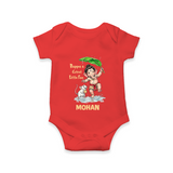 Bappa's Little Fan Ganesha Celebration Printed Romper - RED - New Born (Chest 14")