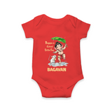 Bappa's Little Fan Ganesha Celebration Printed Romper - RED - New Born (Chest 14")