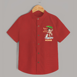 Bappa's Little Fan Ganesha Celebration Printed Shirt - RED - 0 - 6 Months Old (Chest 23")