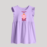 Ganpati Bappa Morya Festive Blessings Printed Baby Frock - LILAC - 0 - 3 Months Old (Chest 17")