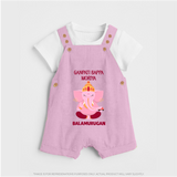 Ganpati Bappa Morya Festive Blessings Printed Dungaree - BABY PINK - 0 - 5 Months Old (Chest 18")