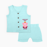 Ganpati Bappa Morya Festive Blessings Printed Jabla Set - BABY BLUE - 0 - 3 Months Old (Chest 9.8")