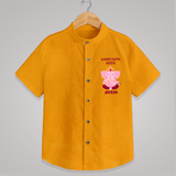 Ganpati Bappa Morya Festive Blessings Printed Shirt - CHROME YELLOW - 0 - 6 Months Old (Chest 23")