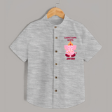 Ganpati Bappa Morya Festive Blessings Printed Shirt - GREY - 0 - 6 Months Old (Chest 23")