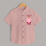 Ganpati Bappa Morya Festive Blessings Printed Shirt - PEACH - 0 - 6 Months Old (Chest 23")