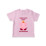 Ganpati Bappa Morya Festive Blessings Printed T Shirt - BABY PINK - 0-5 Months Old (Chest 17")