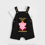 Ganpati Bappa Morya Festive Blessings Printed Dungaree - BLACK - 0 - 5 Months Old (Chest 18")