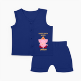 Ganpati Bappa Morya Festive Blessings Printed Jabla Set - NAVY BLUE - 0 - 3 Months Old (Chest 9.8")