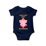 Ganpati Bappa Morya Festive Blessings Printed Romper - NAVY BLUE - New Born (Chest 14")