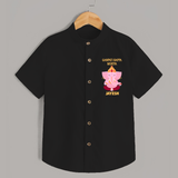 Ganpati Bappa Morya Festive Blessings Printed Shirt - BLACK - 0 - 6 Months Old (Chest 23")