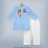 Ganpati Bappa Morya Cute Blessings Printed Kurta Set - BABY BLUE - 3 - 6 Months Old (Chest 24", Kurta Length 14'', Waist 19", Pant Length 14")