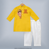 Ganpati Bappa Morya Cute Blessings Printed Kurta Set - CHROME YELLOW - 3 - 6 Months Old (Chest 24", Kurta Length 14'', Waist 19", Pant Length 14")