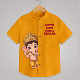 Ganpati Bappa Morya Divine Blessings Printed Kids Shirt - CHROME YELLOW - 0 - 6 Months Old (Chest 23")