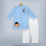 Little Ganesha Peekaboo Charm Printed Kurta Set - BABY BLUE - 3 - 6 Months Old (Chest 24", Kurta Length 14'', Waist 19", Pant Length 14")