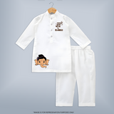 Little Ganesha Peekaboo Charm Printed Kurta Set - WHITE - 3 - 6 Months Old (Chest 24", Kurta Length 14'', Waist 19", Pant Length 14")