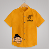 Cute Ganesha Face Blessings Printed Kids Shirt - CHROME YELLOW - 0 - 6 Months Old (Chest 23")