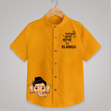 Cute Ganesha Face Blessings Printed Kids Shirt - CHROME YELLOW - 0 - 6 Months Old (Chest 23")