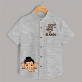 Cute Ganesha Face Blessings Printed Kids Shirt - GREY - 0 - 6 Months Old (Chest 23")