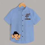 Cute Ganesha Face Blessings Printed Kids Shirt - SKY BLUE - 0 - 6 Months Old (Chest 23")