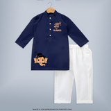 Little Ganesha Peekaboo Charm Printed Kurta Set - NAVY BLUE - 3 - 6 Months Old (Chest 24", Kurta Length 14'', Waist 19", Pant Length 14")