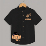 Cute Ganesha Face Blessings Printed Kids Shirt - BLACK - 0 - 6 Months Old (Chest 23")