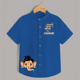 Cute Ganesha Face Blessings Printed Kids Shirt - COBALT BLUE - 0 - 6 Months Old (Chest 23")