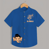 Cute Ganesha Face Blessings Printed Kids Shirt - COBALT BLUE - 0 - 6 Months Old (Chest 23")
