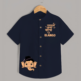 Cute Ganesha Face Blessings Printed Kids Shirt - NAVY BLUE - 0 - 6 Months Old (Chest 23")