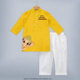 Cute Bal Ganesh Peekaboo Celebration Printed Kurta Set - CHROME YELLOW - 3 - 6 Months Old (Chest 24", Kurta Length 14'', Waist 19", Pant Length 14")