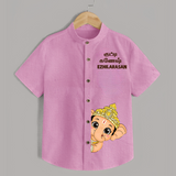 Little Ganesh Celebration Cartoon Printed Kids Shirt - BABY PINK - 0 - 6 Months Old (Chest 23")