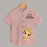 Little Ganesh Celebration Cartoon Printed Kids Shirt - PEACH - 0 - 6 Months Old (Chest 23")