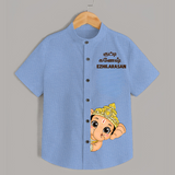 Little Ganesh Celebration Cartoon Printed Kids Shirt - SKY BLUE - 0 - 6 Months Old (Chest 23")